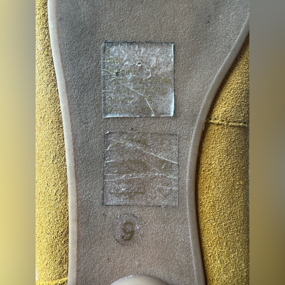 NWOT size 9 yellow suede fleece-lined, hard-soled Sole Society moccasins - Picture 5 of 5